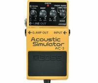 BOSS AC-3 педаль гитарная Acoustic Simulator. Регуляторы MODE, BODY, TOP, REVERB, LEVEL. Индикатор: индикатор CHECK. Металлический корпус. Напряжение п