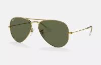 Солнцезащитные очки мужские, авиаторы RAY-BAN с чехлом, линзы зеленые, RB3025-001/58/62-14