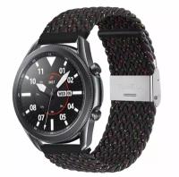 Универсальный нейлоновый ремешок для умных часов Samsung, Huawei, Amazfit, Honor 22мм/ черный с узором