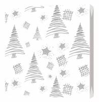 Салфетки бумажные новогодние Bgreen Ёлочки 3 слоя, 33х33см, 20 штук, серебро