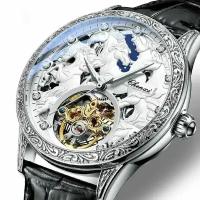 Лучшие роскошные мужские часы кожаные автоматические механические водонепроницаемые наручные часы