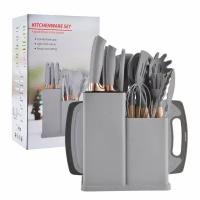 Поварешки кухонные набор Kitchenware Set 19 предметов силикон бамбук