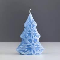 Свеча декоративная "Морозный узор", 7×4,5×10 см, голубая 4439405