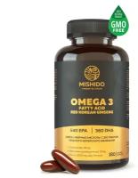 Омега 3 + красный корейский женьшень MISHIDO, 180 капсул рыбий жир 1000мг Omega 3