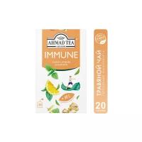 Чай травяной Ahmad Tea Immune Lemon Ginger & Turmeric в пакетиках, мята, имбирь, 2.034 кг, 20 пак