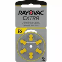 Батарейки (6шт) для слуховых аппаратов RAYOVAC EXTRA 10 (PR70) 1.45В