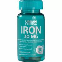 БАД Urban Formula Комплекс хелатное железо + витамин С «Iron» для восполнения дефицита при низком уровне гемоглобина, 30 капсул