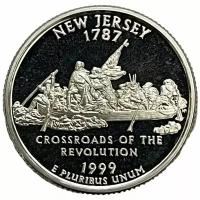 США 25 центов (1/4 доллара) 1999 г. (Квотеры 50 штатов - Нью-Джерси) (S) (Ag) (Proof)