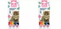 Schoolformat Набор цветных карандашей Пушистые котята,12 цветов,2 шт