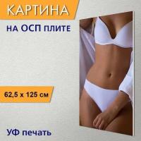 Угловая картина на ОСП "Женское белье, будуар, девушки" 62x125 см. для интерьера