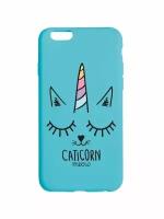 Чехол на iPhone 6/6S / Айфон 6/6с бампер голубой с рисунком "Caticorn"