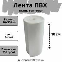 Тентовая ткань ПВХ. Лента ПВХ для тента, укрытия. Цвет белый. Размер 10х300 см