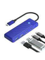 Концентратор ORICO USB-C с 2x USB-A, 1xUSB-C, 1xPD 100 Вт, синий (ORICO-PAPW2AC-C3-015-BL-EP)