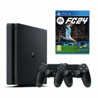 Sony Игровая приставка Sony PlayStation 4 Slim 1000 ГБ + DualShock v.2 Black + игра FC 24 (PS4)