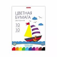 Бумага цветная двусторонняя А4, 10 листов, 10 цветов ErichKrause, немелованная, на склейке, плотность 80 г/м2, схема поделки (комплект из 16 шт)