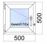 Окно ПВХ VEKA WHS Halo/ 50*50 см (Ш.*В.)/поворотное/левое/ однокамерный стеклопакет/ фурнитура Accado(Турция)