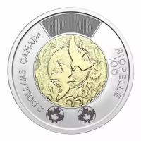 Монета 2 доллара 100 лет со дня рождения художника Жан-Поля Риопеля. Канада 2023 UNC