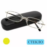 Качественные очки с диоптриями из медицинской стали (+4.00) ELITE 5096, линза стекло, цвет золотистый, РЦ62-64, с футляром
