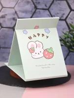 Зеркало настольное складное Happy bunny green