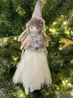 Рождественский ангел, Серая плюшевая кукла-ангел, Подарок на Новый Год украшение на елку, кулон, новогодние украшения, Елочная игрушка