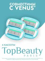 Набор сменных кассет TopBeauty Paris MINI, 4 шт. Совместимы с Gillette Venus. Франция