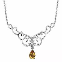 Колье Diamant online, серебро, 925 проба, фианит, цитрин