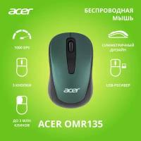 Мышь Acer OMR135 зеленый оптическая (1000dpi) беспроводная USB для ноутбука (2but)