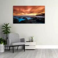 Картина на холсте 60x110 LinxOne "Закат берег море" интерьерная для дома / на стену / на кухню / с подрамником