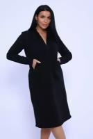 Стильное женское платье прямого кроя из футера Натали, цвет черный, размер 48