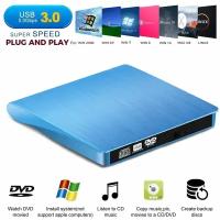 Внешний оптический CD/DVD привод (дисковод) USB 3.0 для ПК/ноутбука/ компьютера/тонкий корпус, Синий