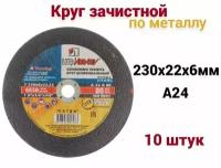 Круг зачистной по металлу Луга 230х22х6 мм A 24 R BF сталь, 10шт