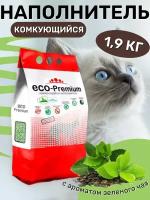 Наполнитель ECO Premium Зеленый чай комкующийся древесный 1.9кг/5л