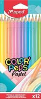 Карандаши цветные ColorPeps.Pastel 12цв, трехгр, пастельные цвета