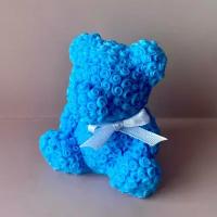 Мыло ручной работы "Мишка из роз" (цвет голубой)