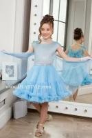 Платье нарядное для девочки Шармель, Lila Style (голубой песок/голубой - пайетки) (34/134-140)