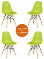 Комплект стульев 4 шт в упаковке TetChair CINDY (EAMES) (mod. 1801) дерево бук/металл/сиденье пластик, 45x51x82 см, Olive (оливковый)