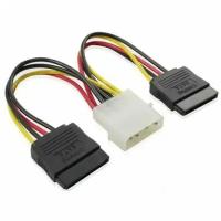 Кабель питания-разветвитель 0.15m SATA GCR, MOLEX 4pin / 2 x SATA 15pin