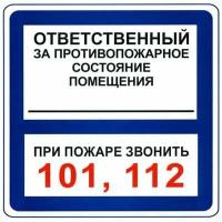 Наклейка «Ответственный за противопожарное состояние», размер 20x20 см. (5 штук)