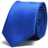 Галстук узкий атласный синий / галстук насыщенный синий полиэстер 100% / / 5х145