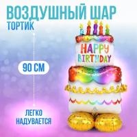 Большой воздушный шар "С днем рождения", фольгированный, 90 см