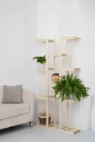 Подставка для цветов напольная высокая для комнатных растений Оригами 160х80х24 см из дерева, Правильная упаковка