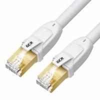 Патч-корд Deluxe FTP cat.6 10 Гбит/с RJ45 LAN ethernet high speed кабель для интернета медный контакты и коннектор 24K GOLD (GCR-FTP61) белый 0.5м