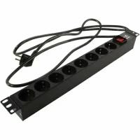 Блок силовых розеток (PDU - Power Distribution Unit) горизонтальный Hyperline SHE19-8SH-S-2.5EU