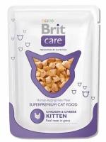 Паучи Brit Care Cat для котят со вкусом курицы и сыра, 80г х 24шт