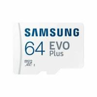 Карта памяти MicroSDXC 64 Гб Samsung EVO Plus, UHS-1, FHD, Cl 10, V10 (MB-MC64KA/RU)