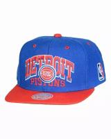 Бейсболка с прямым козырьком Mitchell and Ness Detroit Pistons Blue