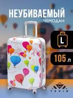 Чемодан TEVIN, 105 л, размер L, белый, мультиколор