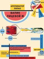 Аппликатор Ляпко Валик лицевой-М шаг игл 3,5 мм красный (диаметр-51 мм, ширина-40 мм)