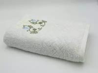 Полотенце детское крестильное махровое белое с вышивкой "Лоза" 70х140 см