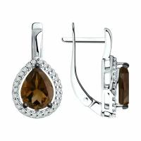 Серьги Diamant из серебра с раухтопазами и фианитами 94-320-02047-2